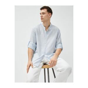 Koton Big Collar Shirt with Long Sleeves and Buttons, Cotton