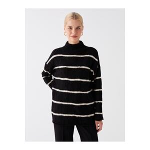 LC Waikiki Women's Half Turtleneck Striped Long Sleeve Knitwear Sweater