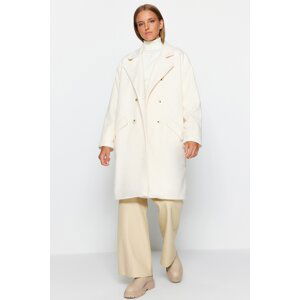 Trendyol Oversized Ecru Wide Cut Long Stitched Coat