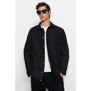 Trendyol Men's Black Oversize Fit Textured Shirt Jacket