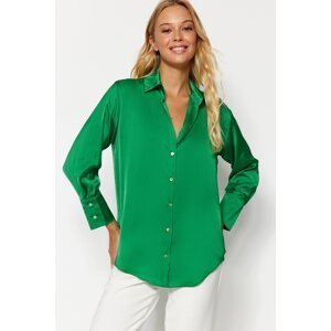 Trendyol Green Oversize/Clothing Satin Woven Shirt