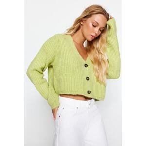 Trendyol Pistachio Green Crop Soft Textured Knitwear Cardigan