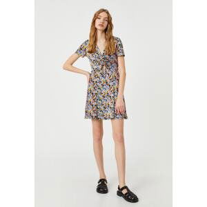 Koton Floral Mini Dress Window Detail Short Sleeve