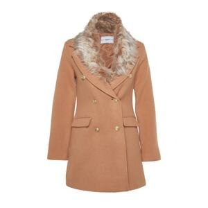 Trendyol Camel Limited Edition Premium Gold Button Detailed Wool Stamped Coat
