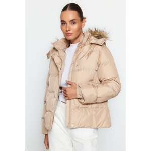 Trendyol Beige Fur Inflatable Coat with Hood