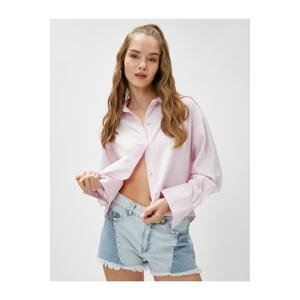 Koton Oversize Shirt Linen-Mixed Crop Long Sleeve with Buttons
