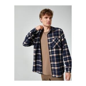 Koton Lumberjack Shirt Applique Pocket Detailed Classic Collar Long Sleeve