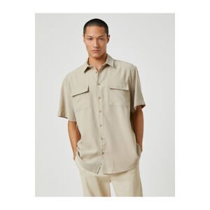 Koton Basic Shirt Classic Cuff Collar Short Sleeved Pocket Detailed.