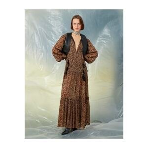 Koton X - Feather Detailed Deep V-Neck Long Dress