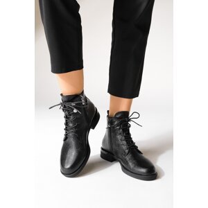 Marjin Women's Boots Boots Lace Up Zipper Ligante Black Snake