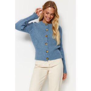 Trendyol Blue Soft Textured Basic Knitwear Cardigan