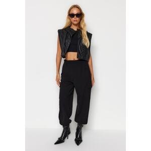 Trendyol Black Pleated Crepe Fabric Balloon Jogger Knitted Pants with Cargo Pocket