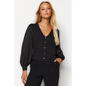 Trendyol Black Button Detailed Woven Blouse