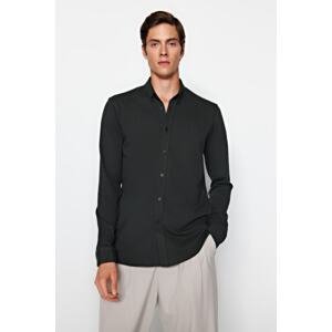 Trendyol Khaki Men's Slim Fit Slim Fit Comfy Comfortable Flexible Buttoned Collar Basic Shirt