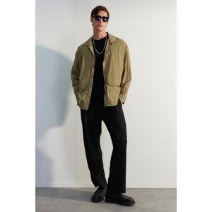 Trendyol Limited Edition Khaki Men's Oversize Fit Snap Closure Technical Fabric Parachute Shirt Jacket.