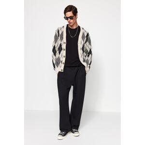 Trendyol Beige Men's Regular Fit Lozenge Patterned Knitwear Cardigan