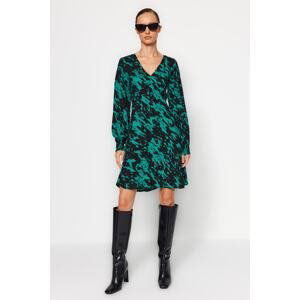 Trendyol Green A-Line Patterned Mini Woven Dress