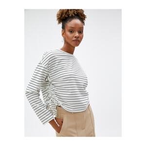Koton Crop Sweatshirt Crew Neck Long Sleeve with Gatherings at the Sides.