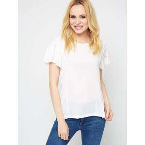 Smooth blouse with frills at the ecru sleeve