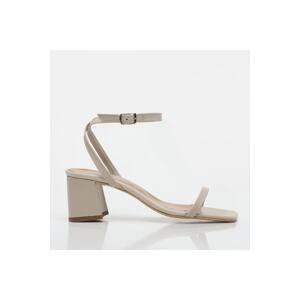 Hotiç Women's Beige Genuine Leather Heeled Sandals