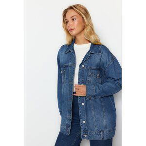 Trendyol Blue Washed Denim Jeans Jacket