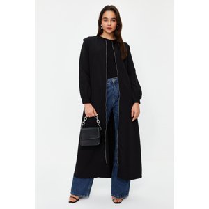Trendyol Black Full Length Zipper Crepe Cape Maxi Dress