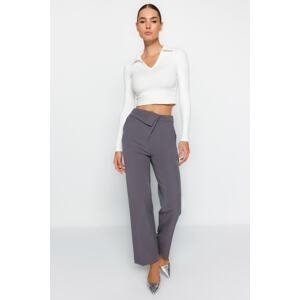 Trendyol Anthracite Belt Detailed Straight Cut Woven Trousers