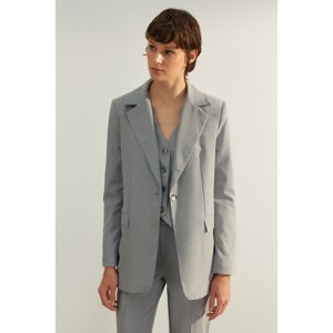 Trendyol Gray Premium Regular Lined Woven Blazer Jacket