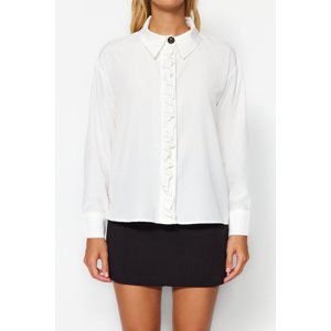 Trendyol Ecru Button Detailed Frilly Woven Shirt