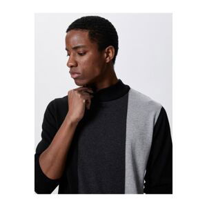 Koton Basic Knitwear Sweater Half Turtleneck Slim Fit Color Block