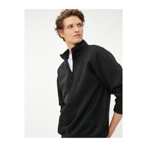 Koton Half-Zip Sweatshirt Stand-Up Collar Block Detailed