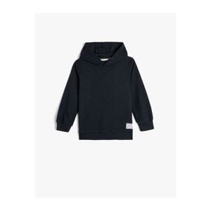 Koton Basic Hooded Sweatshirt Soft Textured Label Detail