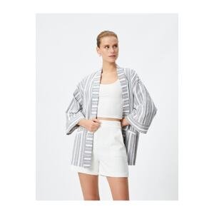 Koton Linen Blend Kimono Half Sleeve with Pocket Detail