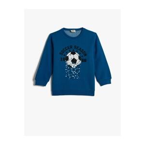 Koton Sweatshirt Long Sleeve Crew Neck Football Printed Raised Cotton