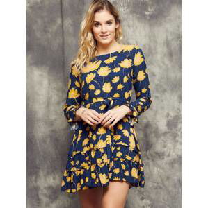 Cocomore Boutiqe floral dress tied at the waist navy blue