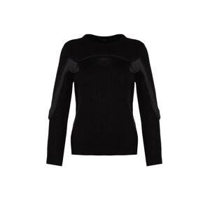 Trendyol Black Soft-textured Knitwear Sweater with Tassel Details