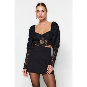 Trendyol Black Sleeve Detailed Lace Blouse