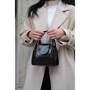 Madamra Black Patent Leather Women's Covered Mini City Bag