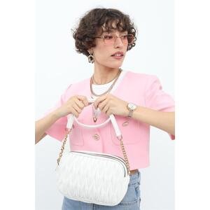 Madamra White Women's Multi-Compartment Quilted Crossbody Bag