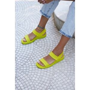 Madamra Women's Yellow Drawstring Sandals