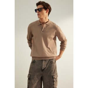 Trendyol Limited Edition Men's Mink Regular Fit Polo Neck Basic Knitwear Sweater