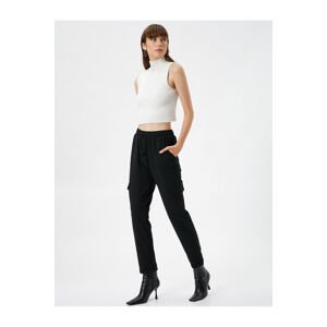 Koton Cargo Pants with Pocket Detail, Lace-Up Waist, Fold-Up Tapered Leg