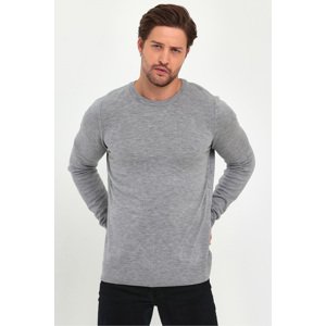 Lafaba Men's Gray Crew Neck Basic Knitwear Sweater