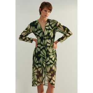 Trendyol Green Slit Patterned Woven Dress