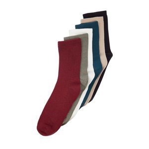 Trendyol Men's Multicolored Cotton 6-Pack Solid Color College Socks
