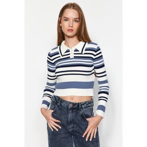 Trendyol Ecru Crop Polo Collar Knitwear Sweater