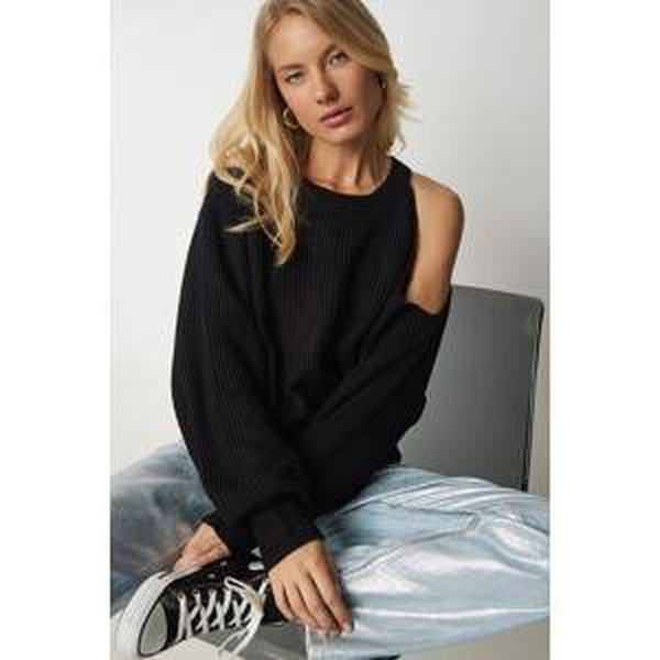 Happiness İstanbul Women's Black Cut Out Detailed Knitwear Sweater