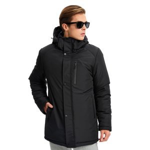 River Club Men's Black Fleece Inner Removable Hooded Water And Windproof Winter Coat & Parka