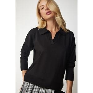 Happiness İstanbul Women's Black Polo Neck Basic Sweater