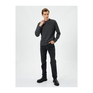 Koton Crew Neck Sweater Slim Fit Textured Ribbed Long Sleeve